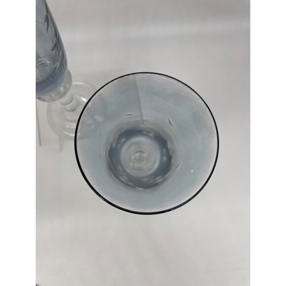 Smokey Blue Blown Cordial Champagne Elegant Glass 6 Oz Set of Two (2) - Picture 4 of 7